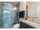 Modern bathroom with a glass-enclosed shower at 2821 E Cashman Dr, Phoenix, AZ 85050
