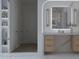 Bright bathroom with large mirror and modern vanity at 5636 E Caballo Dr, Paradise Valley, AZ 85253
