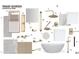 A primary bathroom detail board showcasing interior finishes and fixtures at 5636 E Caballo Dr, Paradise Valley, AZ 85253