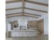Modern kitchen with marble countertops, wooden cabinets, and stylish exposed beam ceiling at 5636 E Caballo Dr, Paradise Valley, AZ 85253