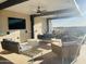 Inviting rooftop terrace with comfortable seating, modern ceiling fans, and large flatscreen television for entertainment at 6803 E Main St # 4415, Scottsdale, AZ 85251