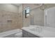 Bright bathroom with gray vanity and quartz countertop at 7130 E Navarro Way, Scottsdale, AZ 85266