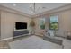 Open-concept living room boasts modern TV and couch at 7130 E Navarro Way, Scottsdale, AZ 85266
