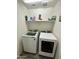 Clean laundry area includes a modern washer and dryer with overhead storage shelf at 7551 W Darrel Rd, Laveen, AZ 85339