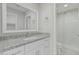 Modern bathroom with granite countertop, vanity, and glass-enclosed shower at 1019 W Mohawk Ln, Phoenix, AZ 85027