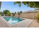Serene backyard with a private pool, mature landscaping, and inviting patio area at 16398 N Oachs Dr, Surprise, AZ 85374