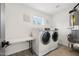 Clean laundry room with modern appliances, a utility sink, and a bright window at 2321 N 30Th St, Phoenix, AZ 85008