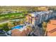 Beautiful aerial view of the condo complex with pool and golf course access at 15802 N 71St St # 657, Scottsdale, AZ 85254