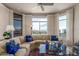 Inviting living room has a large sectional, beautiful views, and a ceiling fan at 15802 N 71St St # 657, Scottsdale, AZ 85254