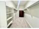 Walk-in closet with carpet and white shelves and clothes rods at 18100 N Piccolo Dr, Maricopa, AZ 85138
