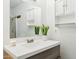 Bright bathroom featuring a modern vanity with white countertop, vanity mirror and decorative plant at 2395 S Arizona Rd, Apache Junction, AZ 85119