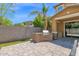 Outdoor kitchen and patio showcasing stone counter with a built-in grill, perfect for outdoor cooking and entertaining at 3436 E Gary Way, Gilbert, AZ 85234