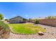 Landscaped backyard with lush grass and desert landscaping at 4100 S Dewdrop Ct, Gilbert, AZ 85297