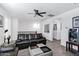 View of the living room featuring hardwood floors and modern decor at 5223 S Axiom --, Mesa, AZ 85212