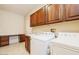Well-equipped laundry room with washer, dryer, sink, and plenty of counter and cabinet space at 17192 W Hermosa Dr, Surprise, AZ 85387