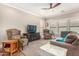 Inviting living room offering comfortable seating, soft carpeting, and natural light from the windows at 18563 W Fairway Dr, Surprise, AZ 85374