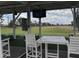 Golf driving range includes seating, shade, and TV for enhanced comfort and entertainment at 2308 S Bernard --, Mesa, AZ 85209