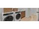 Functional laundry area with modern washer, dryer, and built-in cabinets at 3929 E Bloomfield Pkwy, Gilbert, AZ 85296