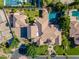 Aerial view of estate showing pool, spacious backyard, and lush mature landscaping at 3949 E Norcroft Cir, Mesa, AZ 85215