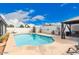 Serene backyard pool with well-maintained pool deck, outdoor seating, and clear blue skies above at 4815 W Charleston Ave, Glendale, AZ 85308