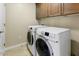 Convenient laundry room equipped with modern washer and dryer units and ample cabinet space at 7601 E Indian Bend Rd # 1049, Scottsdale, AZ 85250
