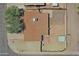 An aerial view showing the home with outdoor patio and low maintenance yard at 1526 W Huntington Dr, Tempe, AZ 85282