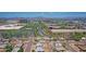 Neighborhood aerial view with office and commercial buildings with mountain views at 1526 W Huntington Dr, Tempe, AZ 85282