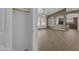 Bright, open-concept living space with wood-look tile flooring and view of the kitchen at 15564 W Mescal St, Surprise, AZ 85379