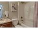 Full bathroom featuring a shower-tub combination and granite countertop vanity at 3511 E Baseline Rd # 1104, Phoenix, AZ 85042