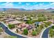 Panoramic aerial view of the neighborhood with homes, solar panels, desert vegetation, and distant mountains at 42037 N Bradon Way, Phoenix, AZ 85086