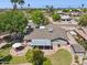 Expansive aerial view showcasing the roof, lush backyard, outdoor living space, and surrounding neighborhood with mature trees at 4711 S Los Feliz Dr, Tempe, AZ 85282
