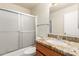 Bathroom featuring modern sink, vanity, mirror and shower at 5208 S Deborah Dr, Tempe, AZ 85283