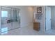 Open bathroom layout featuring a walk-in shower, soaking tub, and decorative storage basket at 18868 E Mockingbird Dr, Queen Creek, AZ 85142