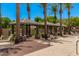 Inviting community cabana area with shaded seating and palm trees offers residents an outdoor space for relaxation at 2660 S Equestrian Dr # 103, Gilbert, AZ 85295