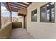 Outdoor patio with desert views and a covered pergola area providing shade at 3434 E Baseline Rd # 265, Phoenix, AZ 85042