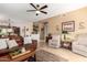 Inviting living room featuring comfortable seating, a ceiling fan, and stylish décor at 5445 E Mckellips Rd # 48, Mesa, AZ 85215
