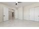 Unfurnished bedroom with recessed lighting, closet, and chandelier visible from the hallway at 9357 W Canyon Verde Dr, Casa Grande, AZ 85194
