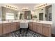 Double sink bathroom with vanity, cabinet storage, and lots of lighting at 1014 W Mulberry Dr, Chandler, AZ 85286