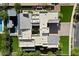Overhead view of the property showing the architectural design, pool, patio, and verdant landscaping at 19917 E Natalie Way, Queen Creek, AZ 85142