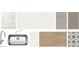 Selection of interior design finishes with wood-look floors, white brick back splash and quartz countertop at 26370 N 77Th Dr, Peoria, AZ 85383
