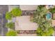 This aerial view showcases the home's backyard pool, patio, and landscaping at 2610 E Leiber Ln, Phoenix, AZ 85024