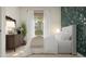 Stylish bedroom with floral accent wall, large window, and elegant furnishings creating a serene retreat at 42405 W Peters Dr, Maricopa, AZ 85138