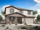 Charming two-story home with a welcoming front porch, neutral color palette, and desert landscape at 820 W Riparian Dr, San Tan Valley, AZ 85140