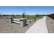 Well-maintained concrete walking path near neighborhood entrance with lush landscaping and park access at 848 W Riparian Dr, San Tan Valley, AZ 85140