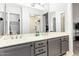 Bathroom with dual sinks, modern fixtures, and spacious closet at 1601 E Cindy St, Chandler, AZ 85225