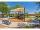 Community playground with a shaded play structure, benches, and mature trees in a well-maintained park at 2543 W Rabjohn Rd, Phoenix, AZ 85085