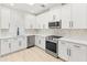 Bright, updated kitchen featuring white cabinets, stainless steel appliances, marble backsplash, and light wood flooring at 3221 N 37Th St # 26, Phoenix, AZ 85018