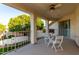 Balcony seating with ceiling fan and backyard views at 1625 E Monte Cristo Ave, Phoenix, AZ 85022