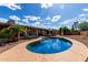 Beautiful pool with a backyard view and palm trees at 1650 E Gary St, Mesa, AZ 85203