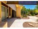 Backyard showcasing a dining area in a desert landscaped yard at 16562 N 109Th Way, Scottsdale, AZ 85255